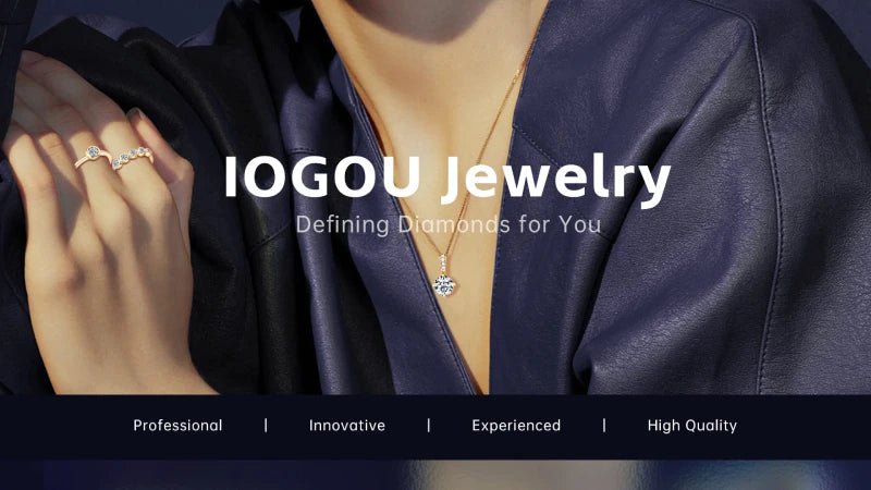 IOGOU Real 925 Silver Moissanite Jewelry Set Gold Plated 0.5-2ct Stud Earrings Solitaire Pendant Necklace Set for Women Men Gift