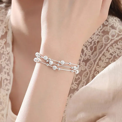 925 Sterling Silver Lucky Bead Bracelets Woman Vintage Luxury Original Multi-layer Ball Bracelet Designer Party Jewelry Gifts