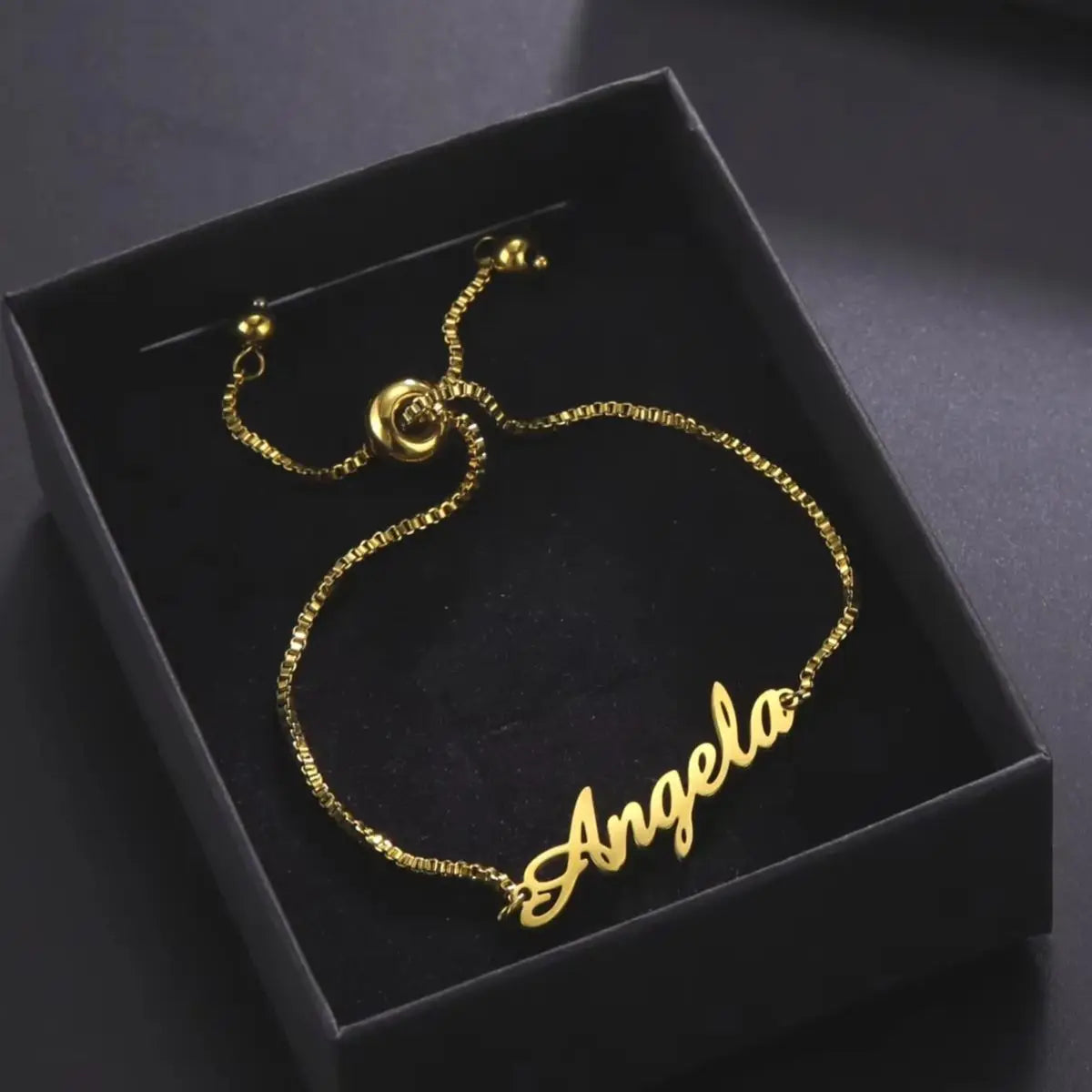 Custom Name Bracelets Hebrew Customized Personalized Name Stainless Steel Jewelry Box Chain Valentine's Day Gifts for Couple