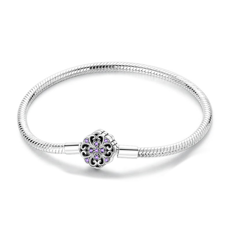 925 Sterling Silver Bracelets 17-20CM Original Golden Sparkling Heart Shaped Bracelet Fit DIY Charms Beads Fashion Women Jewelry