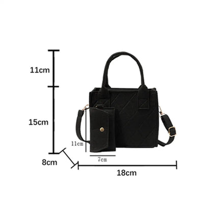 3pcs/set Embossed Women's Handbag Stylish Crossbody Bag, Clutch and Wallet, Solid Color Fabric Shoulder Bag for Women Daily Use