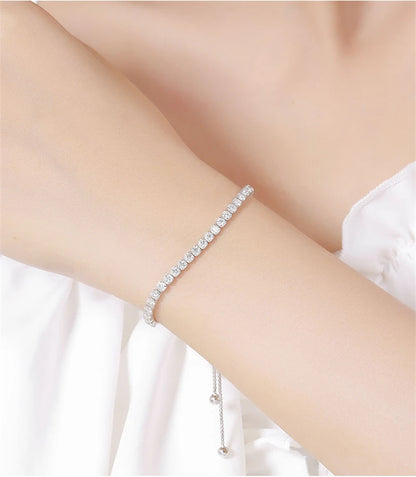 Luxury Moissanite Bracelet 925 Sterling Silver Adjustable Women Jewellery