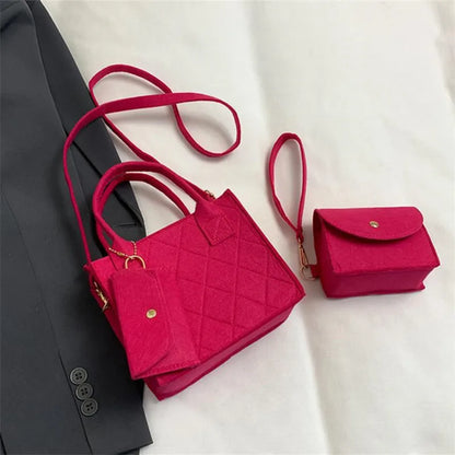 3pcs/set Embossed Women's Handbag Stylish Crossbody Bag, Clutch and Wallet, Solid Color Fabric Shoulder Bag for Women Daily Use