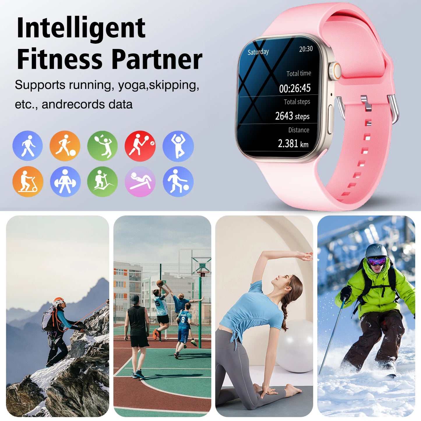 Smart Watch Bluetooth Call Fitness Tracker Message Display Wristband