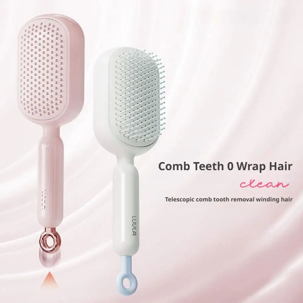 Anti Static Self Cleaning Hair Brush Retractable Bristles Airbag Cushion Wet Dry Scalp Massage Barber Styling Tool