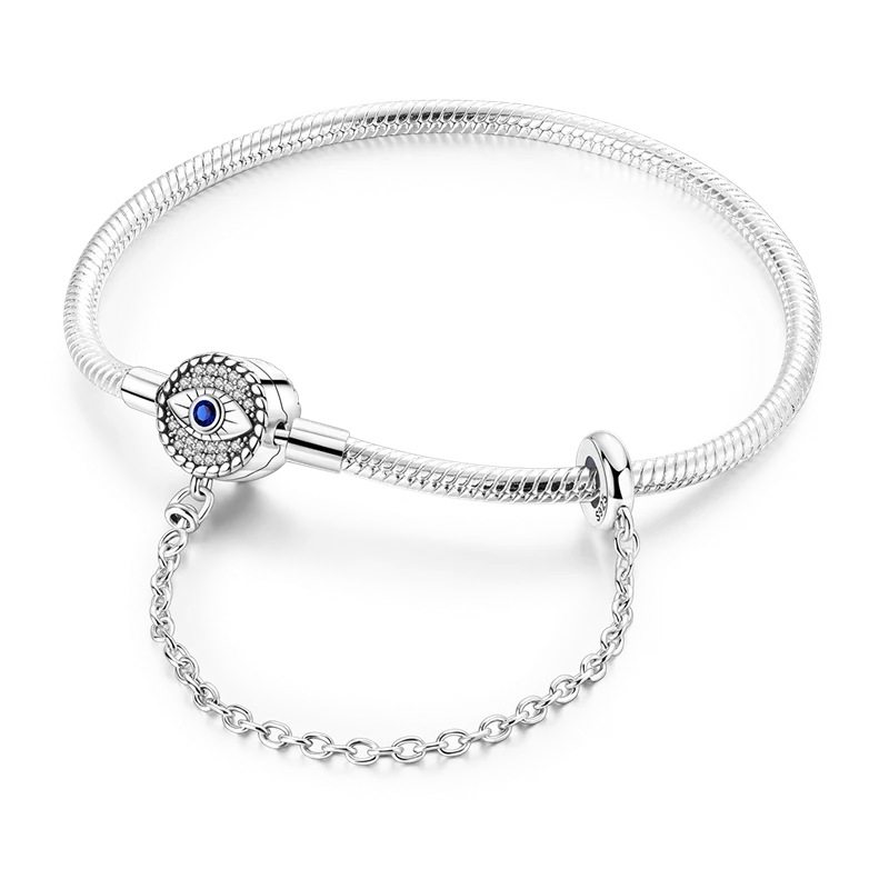 925 Sterling Silver Bracelets 17-20CM Original Golden Sparkling Heart Shaped Bracelet Fit DIY Charms Beads Fashion Women Jewelry