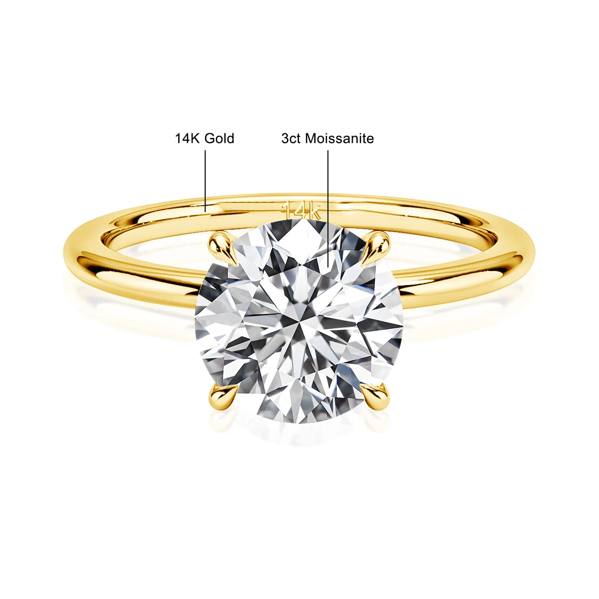Real Gold 14K Moissanite Women's Ring Simplicity AU585 K Gold Diamond Wedding Band Bride Engagement Jewelry Mother Lovers Gift