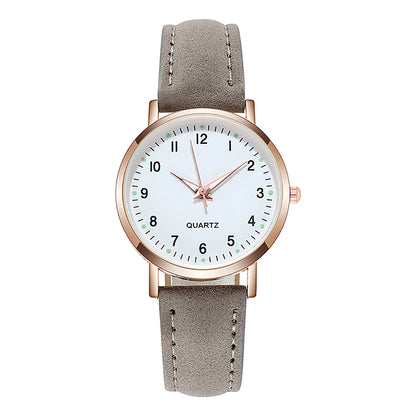 Ladies Retro Quartz Watch Diamond Dial Luminous Leather Strap Watch