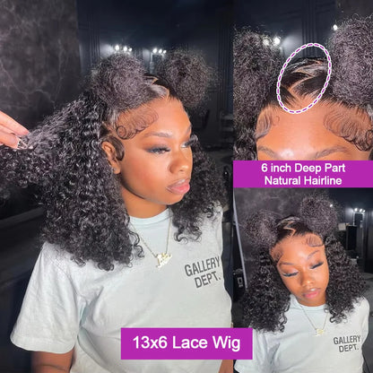 Pre Cut Glueless Water Wave Bob Wig Human Hair 13x6 Lace Frontal