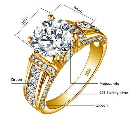 Certified D Color VVS1 2ct Moissanite Diamond Ring For Women 100% Sterling Silver Good Quality Wedding Jewelry Pass Diamond Test