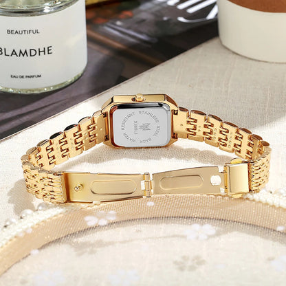 Women’s Square Quartz Watch Stainless Steel Strap Luxury Fashion Wristwatch
