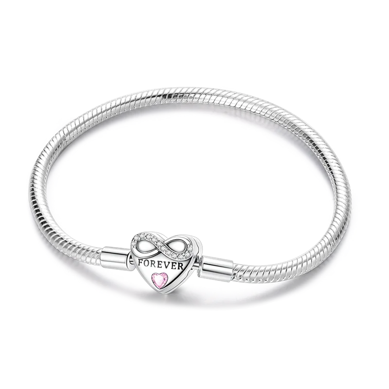 925 Sterling Silver Bracelets 17-20CM Original Golden Sparkling Heart Shaped Bracelet Fit DIY Charms Beads Fashion Women Jewelry