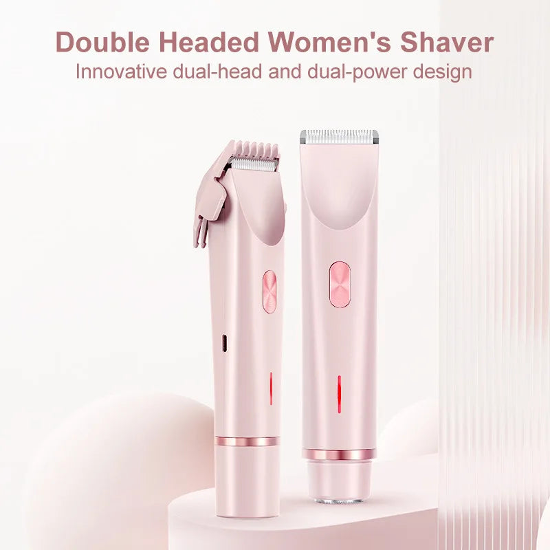 2-in-1 Women Electric Razor Painless Bikini and body hair Trimmer Wet Dry Rechargeable