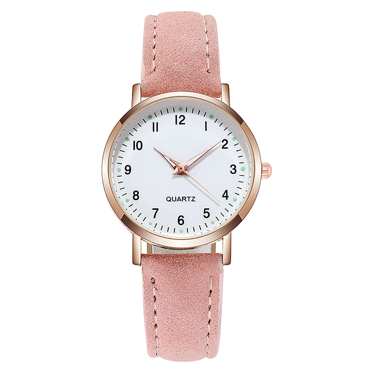 Ladies Retro Quartz Watch Diamond Dial Luminous Leather Strap Watch