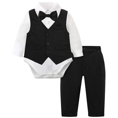 Baby Tuxedo Boys Suit Infant Wedding Gentleman Formal Dress Easter Ring Bearer Outfit Set Toddler Birthday Party Gift Clothes
