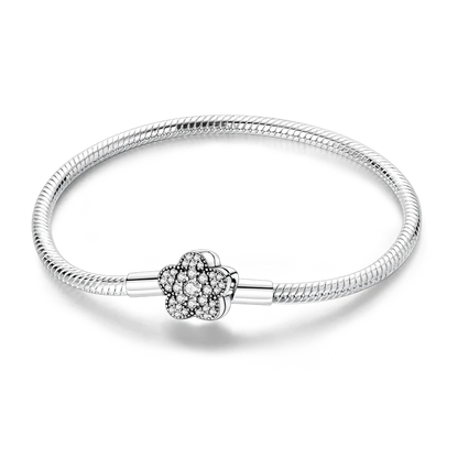 925 Sterling Silver Bracelets 17-20CM Original Golden Sparkling Heart Shaped Bracelet Fit DIY Charms Beads Fashion Women Jewelry