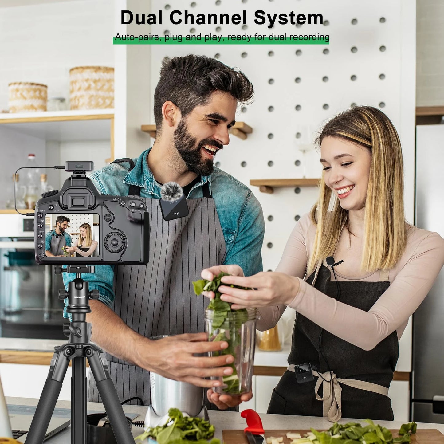 3 in 1 Wireless Lavalier Microphone Noise Reduction Mic for Video Recording