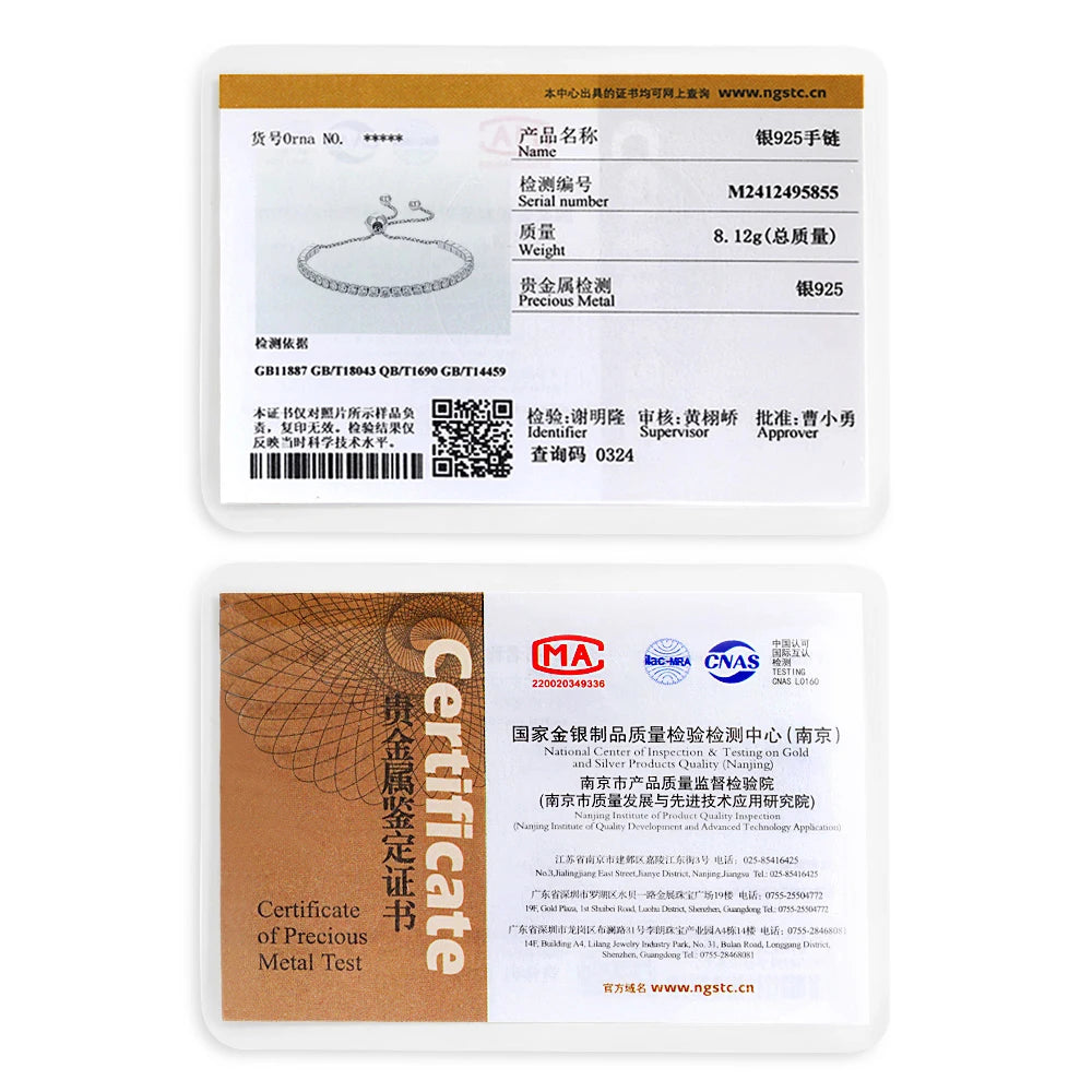 Luxury Moissanite Bracelet 925 Sterling Silver Adjustable Women Jewellery