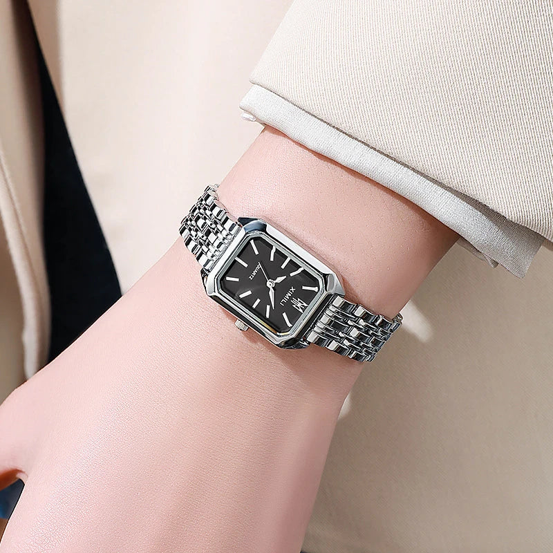 Women’s Square Quartz Watch Stainless Steel Strap Luxury Fashion Wristwatch