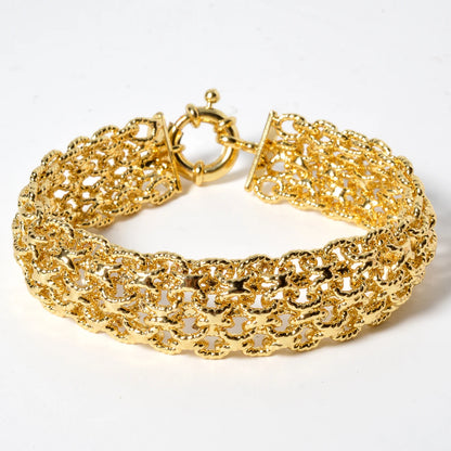 Unisex 18MM Gold Plated Miami Chain Bracelet Punk Hip Hop Wristband