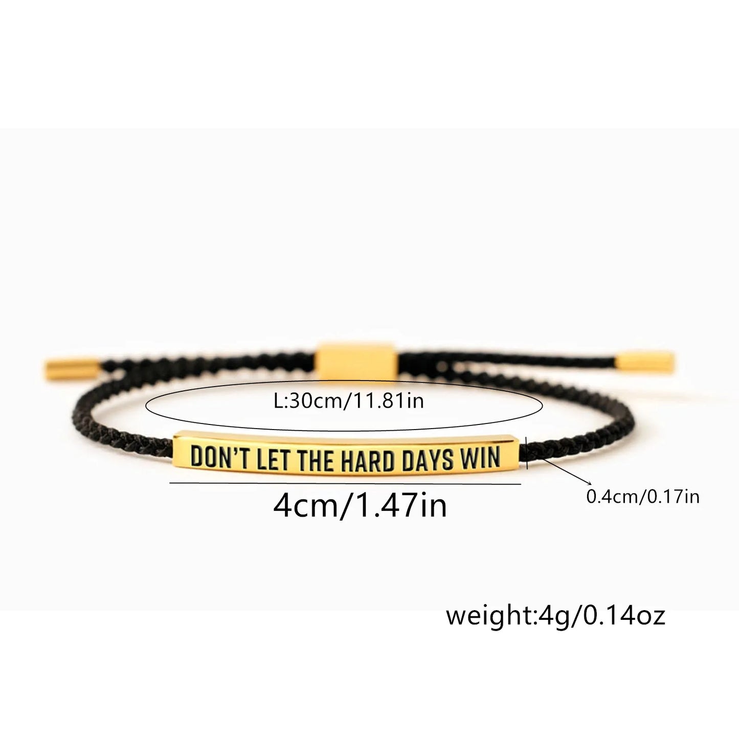 Dont Let The Hard Days Win Motivational Tube Bracelets, Adjustable Hand Bradied Wrap Stainless Steel Inspirational Gifts