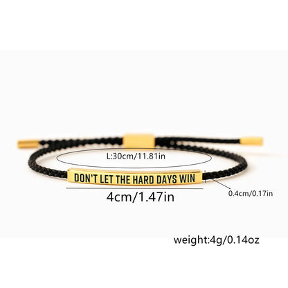 Dont Let The Hard Days Win Motivational Tube Bracelets, Adjustable Hand Bradied Wrap Stainless Steel Inspirational Gifts