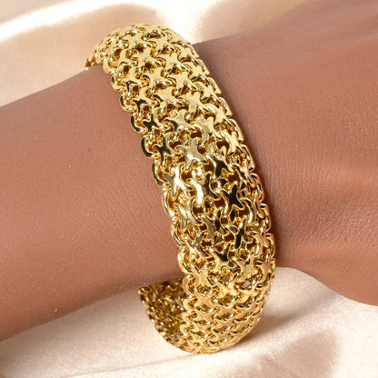 Unisex 18MM Gold Plated Miami Chain Bracelet Punk Hip Hop Wristband