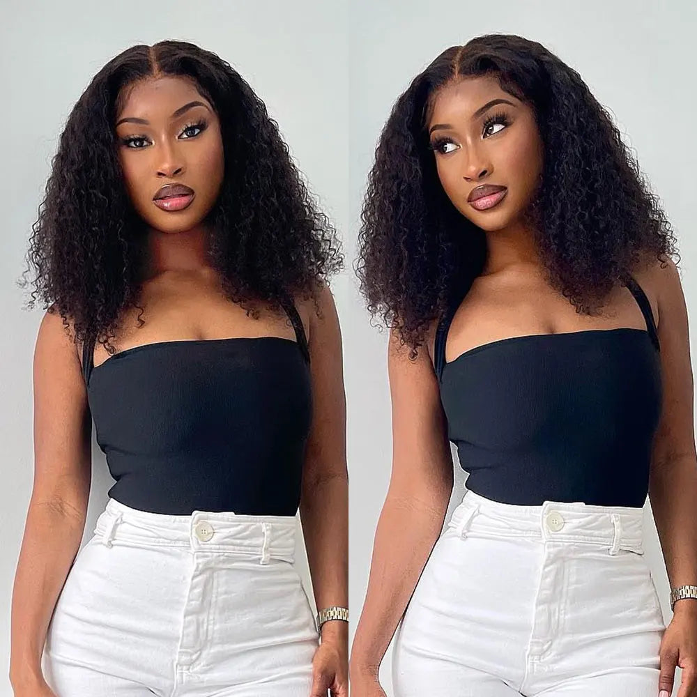 Pre Cut Glueless Water Wave Bob Wig Human Hair 13x6 Lace Frontal