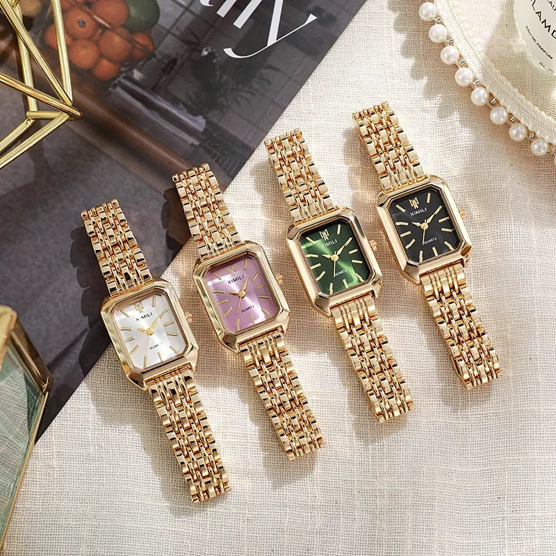 Women’s Square Quartz Watch Stainless Steel Strap Luxury Fashion Wristwatch