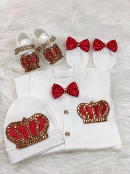 Name Personalized Layette Newborn 4pcs Crown Jewelry Welcome Home Romper Baby Clothes Baby Girl Boy Toddler's Cotton Outfits