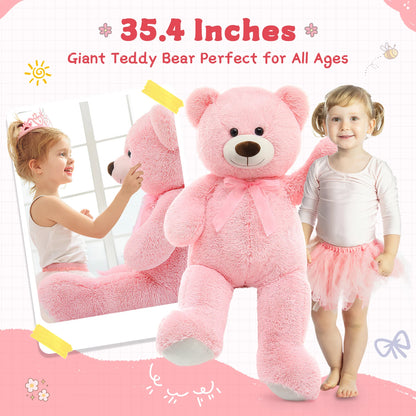 MorisMos Giant Teddy Bear Stuffed Animal 3ft-36 inch Big Pink Teddy Bear for Girlfriend Boyfriend Wife Mom Fiancée Valentine's