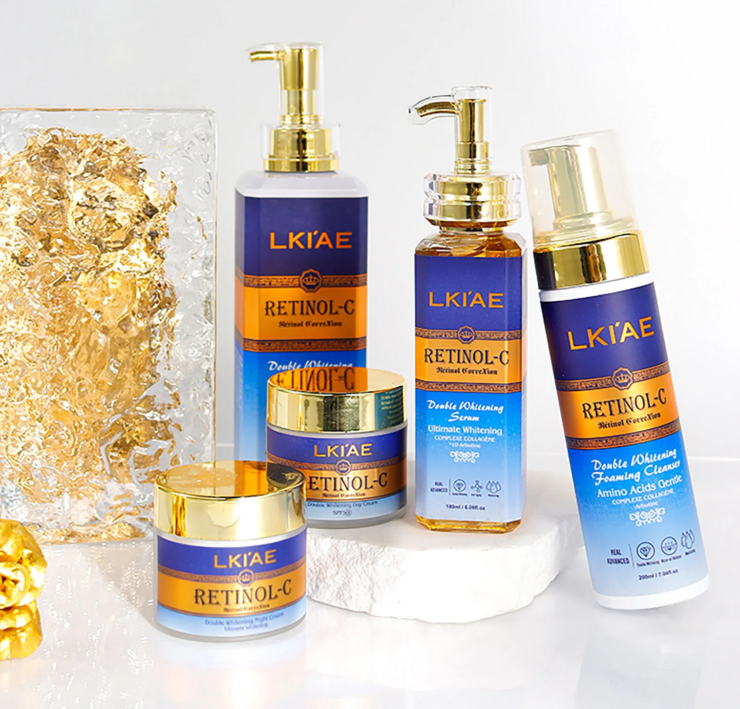 Hot Selling Brightening Lotion kit Women Organic 5Pcs Routine Skin Whitening And Skincare Set With Retinol