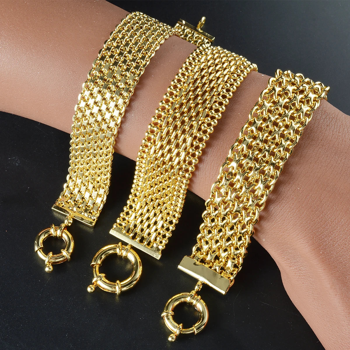 Unisex 18MM Gold Plated Miami Chain Bracelet Punk Hip Hop Wristband