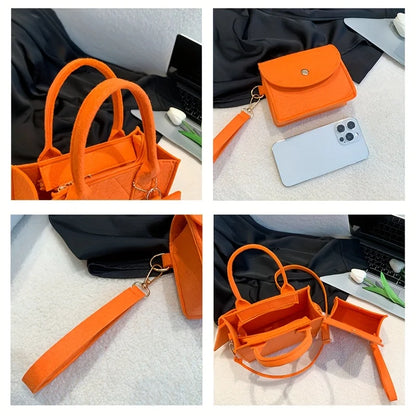 3pcs/set Embossed Women's Handbag Stylish Crossbody Bag, Clutch and Wallet, Solid Color Fabric Shoulder Bag for Women Daily Use