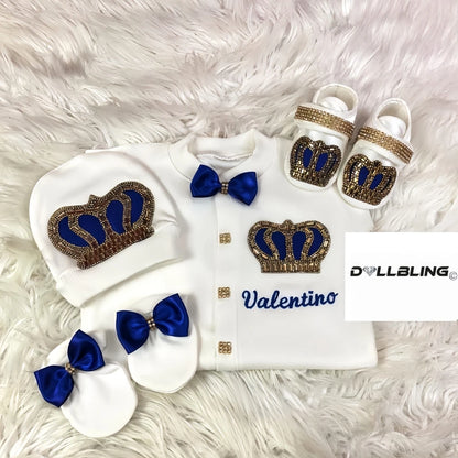 Name Personalized Layette Newborn 4pcs Crown Jewelry Welcome Home Romper Baby Clothes Baby Girl Boy Toddler's Cotton Outfits