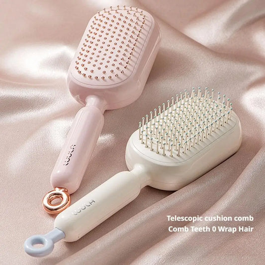 Anti Static Self Cleaning Hair Brush Retractable Bristles Airbag Cushion Wet Dry Scalp Massage Barber Styling Tool