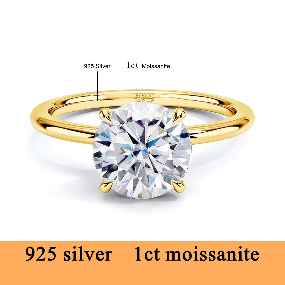 Real Gold 14K Moissanite Women's Ring Simplicity AU585 K Gold Diamond Wedding Band Bride Engagement Jewelry Mother Lovers Gift