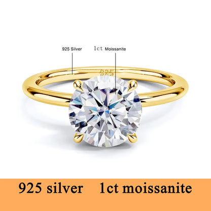 Real Gold 14K Moissanite Women's Ring Simplicity AU585 K Gold Diamond Wedding Band Bride Engagement Jewelry Mother Lovers Gift