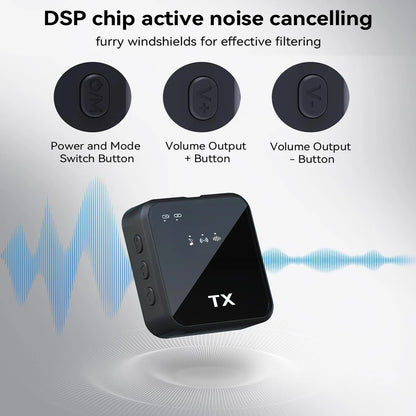 3 in 1 Wireless Lavalier Microphone Noise Reduction Mic for Video Recording