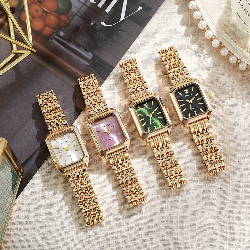 Women’s Square Quartz Watch Stainless Steel Strap Luxury Fashion Wristwatch