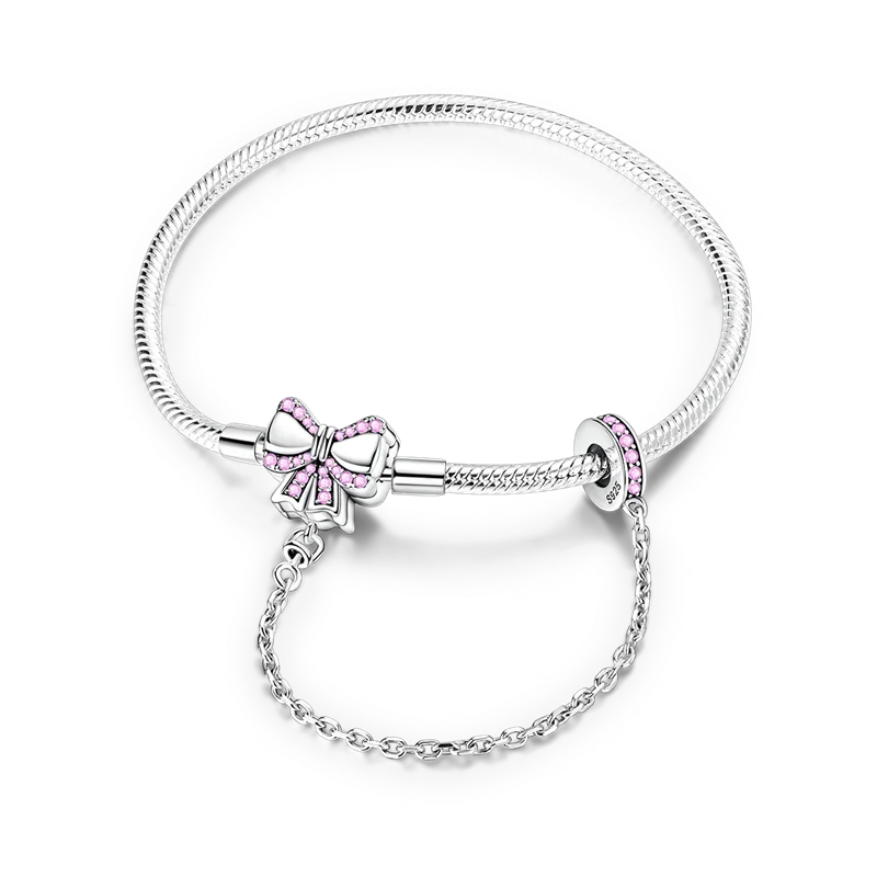 925 Sterling Silver Bracelets 17-20CM Original Golden Sparkling Heart Shaped Bracelet Fit DIY Charms Beads Fashion Women Jewelry