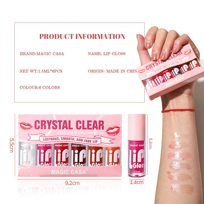 MAGIC CASA 6pcs/set Small bottle Hydrating Jelly Lip Oil long-lasting Moisturizing  smooth shimmering Lip Hydrating Liquid