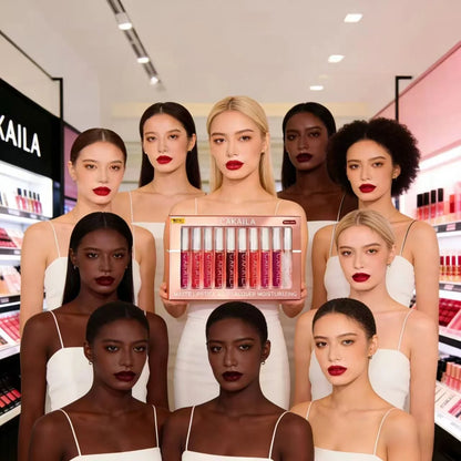 Matte Liquid Lipstick Lip Oil 10pc/set, Waterproof Velvet Lip Gloss Long Lasting Non-transfer Nude Red Pink Daily &Party Makeup