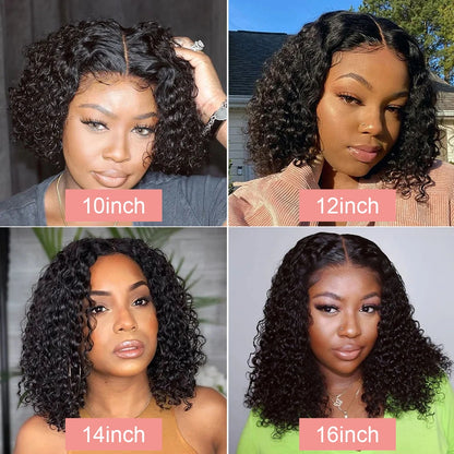 Pre Cut Glueless Water Wave Bob Wig Human Hair 13x6 Lace Frontal