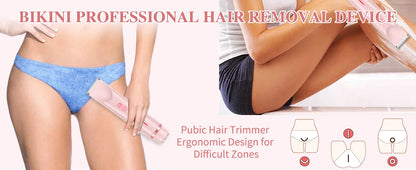 2-in-1 Women Electric Razor Painless Bikini and body hair Trimmer Wet Dry Rechargeable