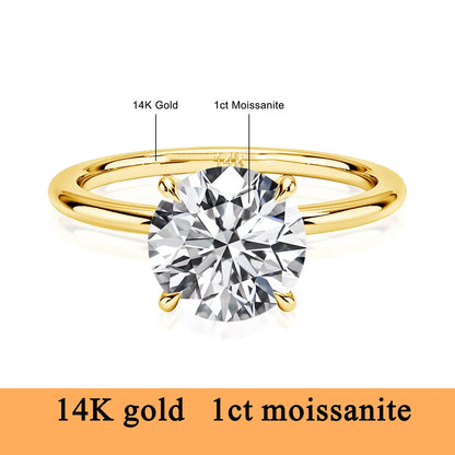 Real Gold 14K Moissanite Women's Ring Simplicity AU585 K Gold Diamond Wedding Band Bride Engagement Jewelry Mother Lovers Gift