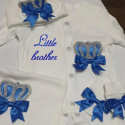 Name Personalized Layette Newborn 4pcs Crown Jewelry Welcome Home Romper Baby Clothes Baby Girl Boy Toddler's Cotton Outfits