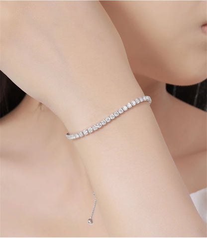 Luxury Moissanite Bracelet 925 Sterling Silver Adjustable Women Jewellery