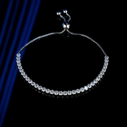 Luxury Moissanite Bracelet 925 Sterling Silver Adjustable Women Jewellery