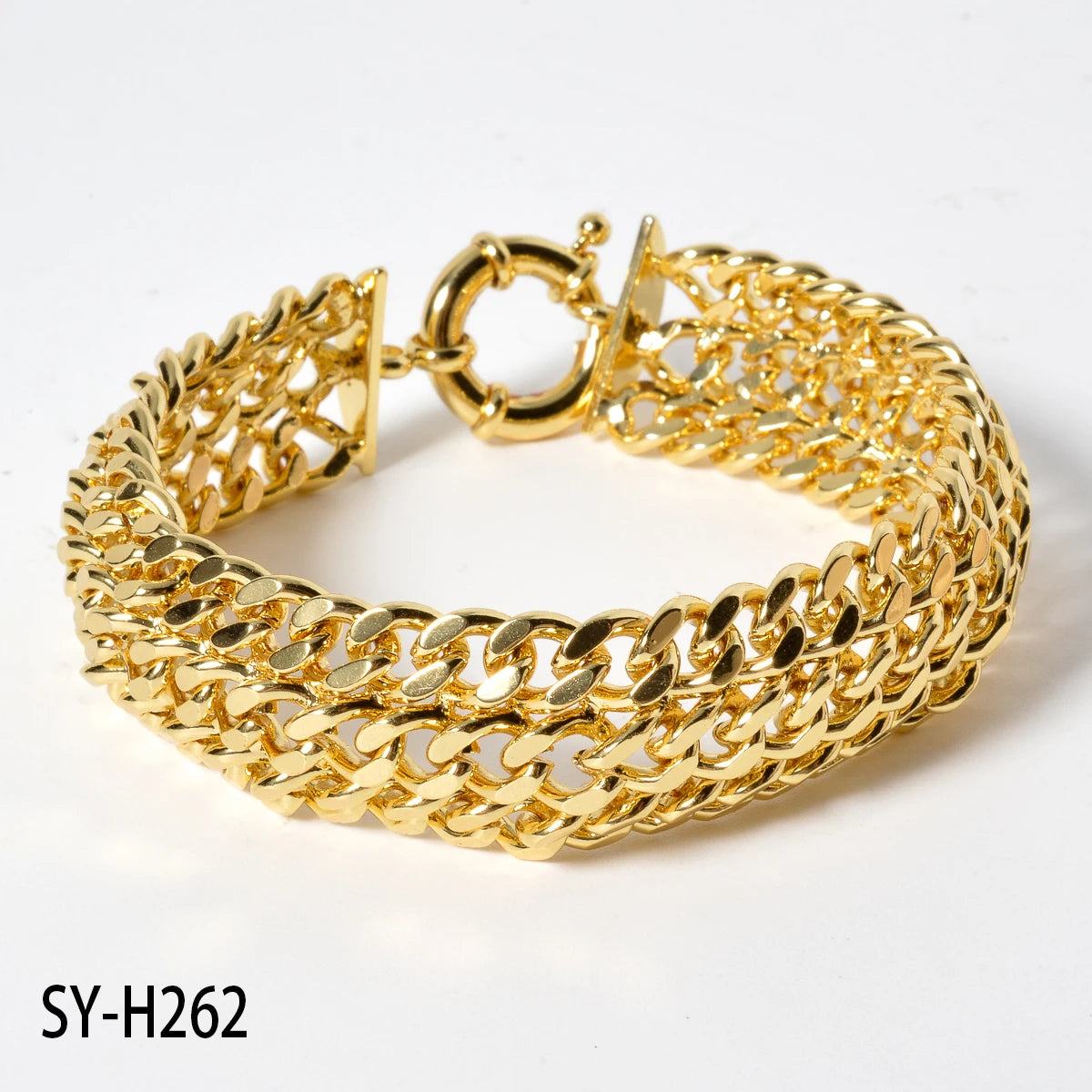 Unisex 18MM Gold Plated Miami Chain Bracelet Punk Hip Hop Wristband